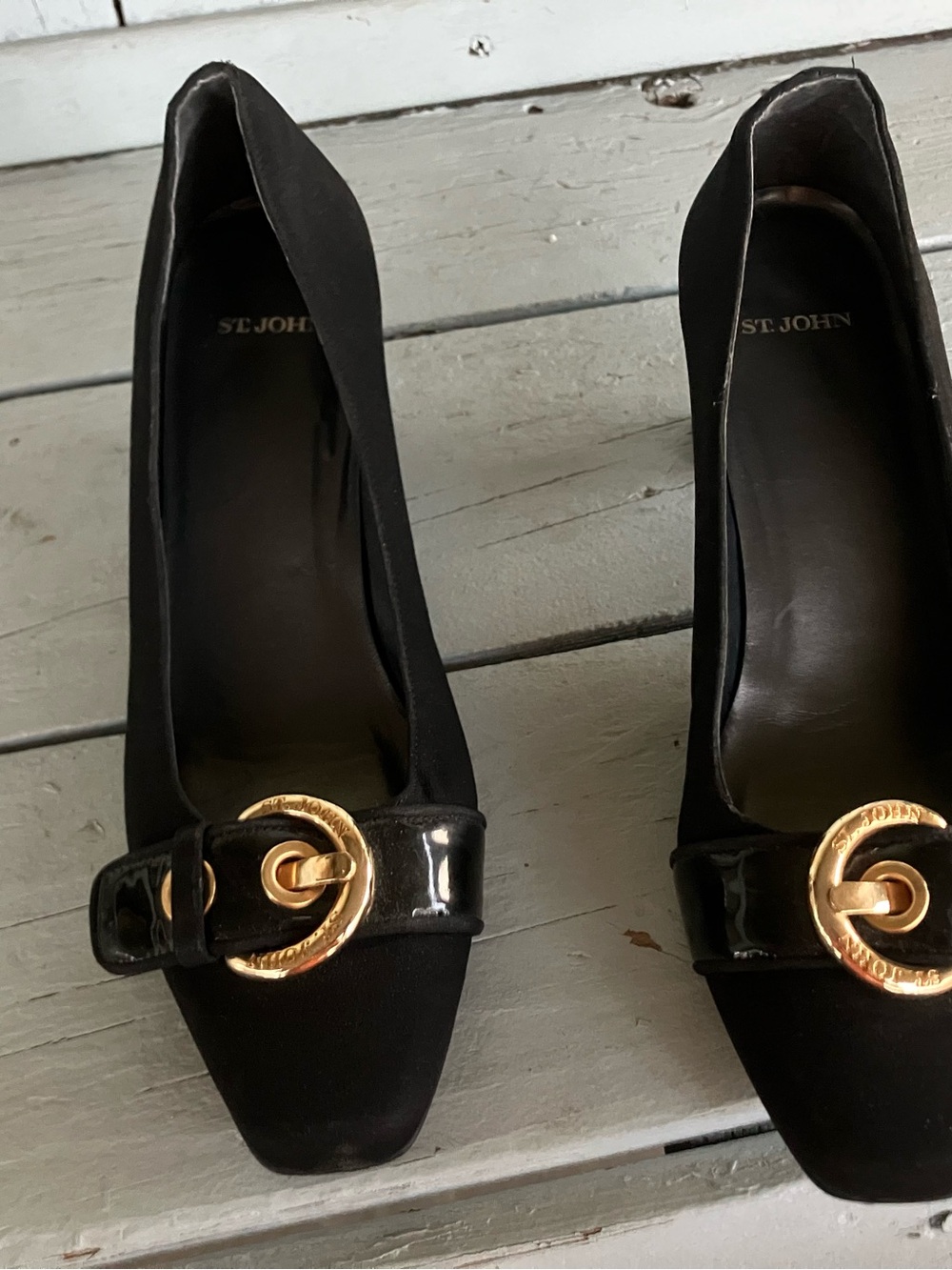 St. John Black Pumps with Gold Buckle Accent (Slim Size 9) - Picture 12 of 14